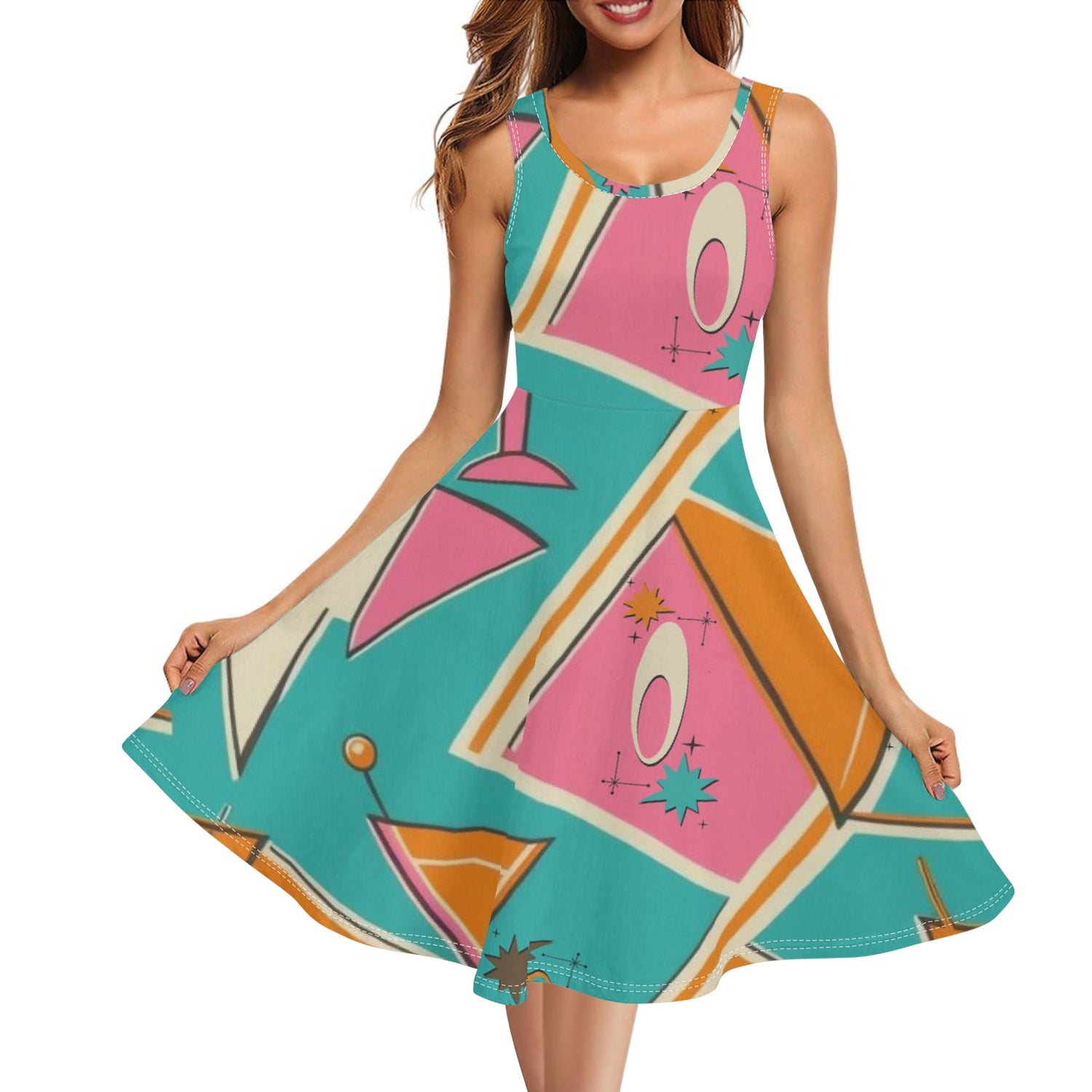 Kitschy Mod Atomic Cocktail Retro Summer Vibes Party Dress - 8440274256027 Kitschy Mod Atomic Cocktail Retro Summer Vibes Party Dress - 8440274256027