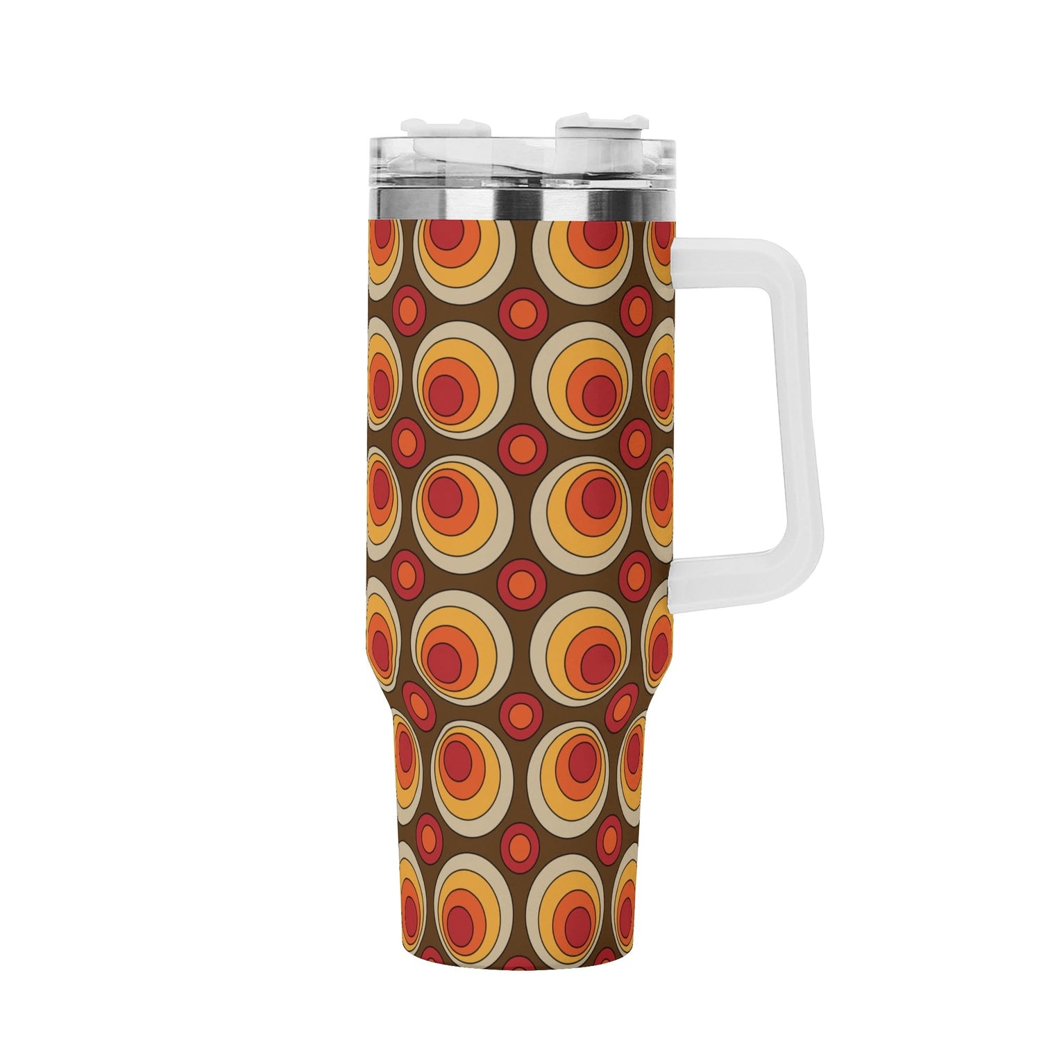 Retro Summer Vibes, Groovy Orbs, 70s Flower Power Stainless Steel Tumbler - Mid Century Modern Gal