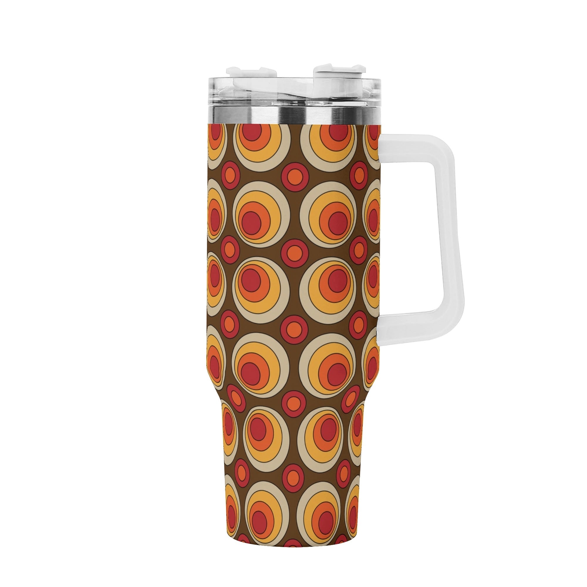 Retro Summer Vibes, Groovy Orbs, 70s Flower Power Stainless Steel Tumbler - Mid Century Modern Gal