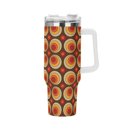 Retro Summer Vibes, Groovy Orbs, 70s Flower Power Stainless Steel Tumbler - Mid Century Modern Gal
