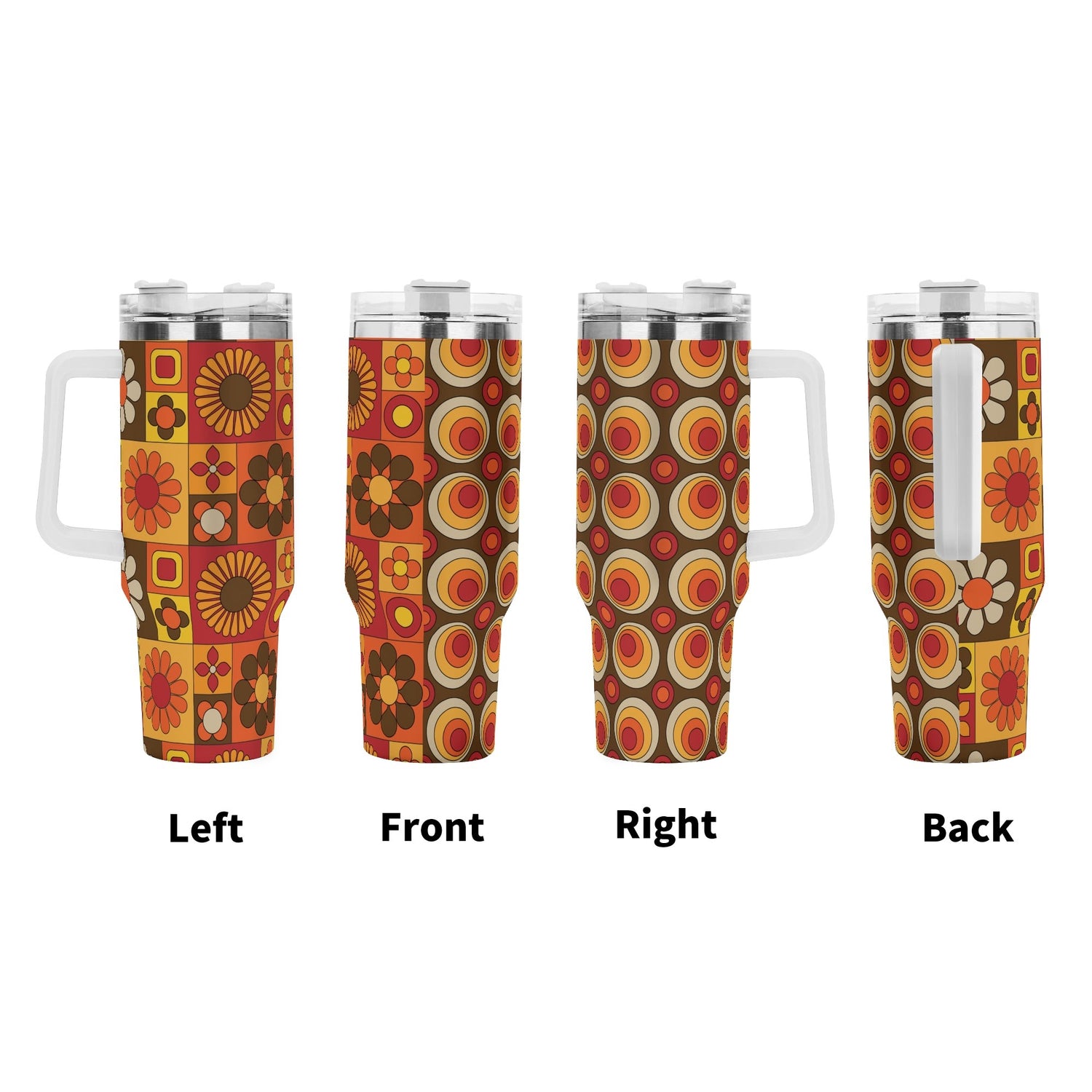 Retro Summer Vibes, Groovy Orbs, 70s Flower Power Stainless Steel Tumbler - Mid Century Modern Gal