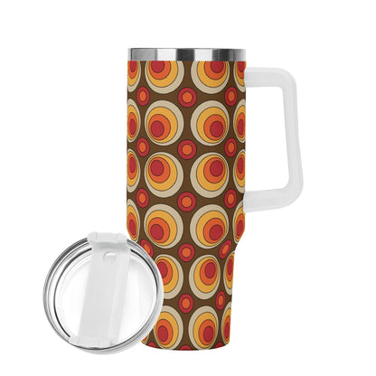 Retro Summer Vibes, Groovy Orbs, 70s Flower Power Stainless Steel Tumbler - Mid Century Modern Gal