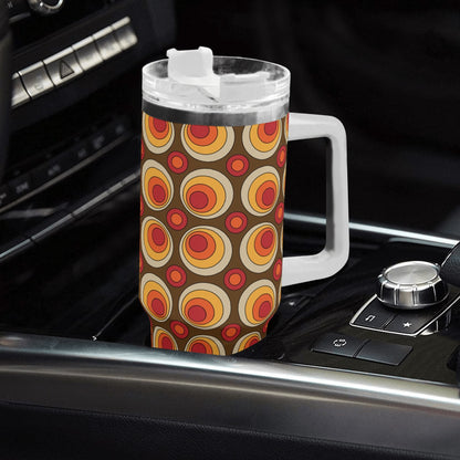 Retro Summer Vibes, Groovy Orbs, 70s Flower Power Stainless Steel Tumbler - Mid Century Modern Gal