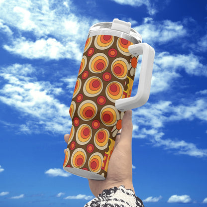Retro Summer Vibes, Groovy Orbs, 70s Flower Power Stainless Steel Tumbler - Mid Century Modern Gal