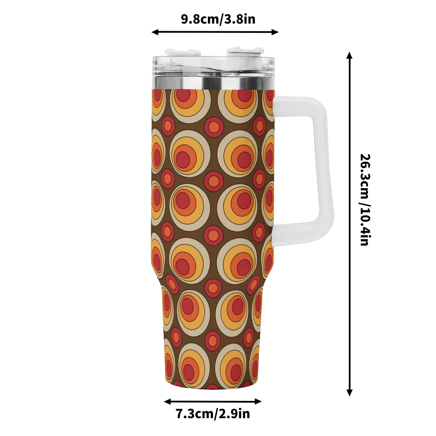 Retro Summer Vibes, Groovy Orbs, 70s Flower Power Stainless Steel Tumbler - Mid Century Modern Gal