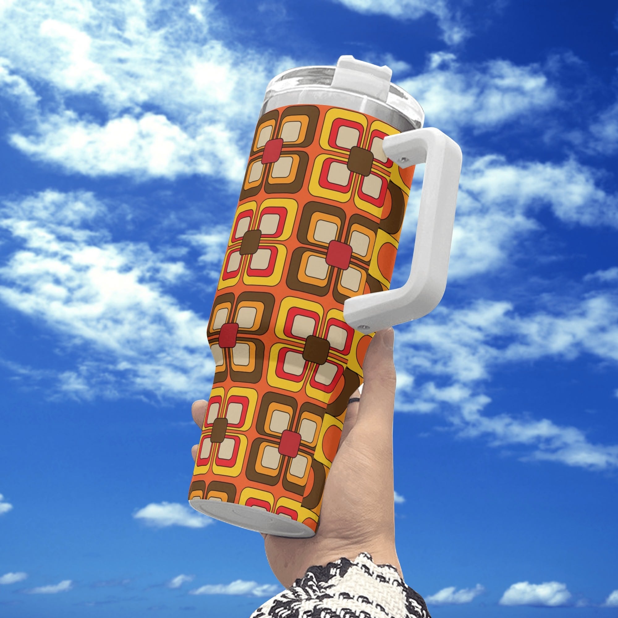 Retro Summer Love, 70s Blast Mid Mod Stainless Steel Tumbler - Mid Century Modern Gal