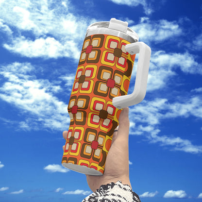 Retro Summer Love, 70s Blast Mid Mod Stainless Steel Tumbler - Mid Century Modern Gal