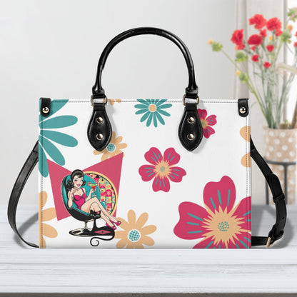 Mid Century Modern Gal Signature Atomic Cat,  Floral Spring Summer Handbag, Shoulder Bag - Mid Century Modern Gal