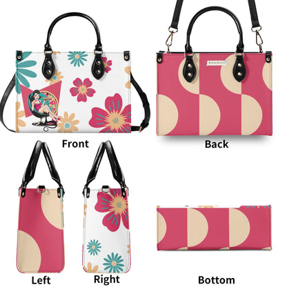 Mid Century Modern Gal Signature Atomic Cat,  Floral Spring Summer Handbag, Shoulder Bag - Mid Century Modern Gal