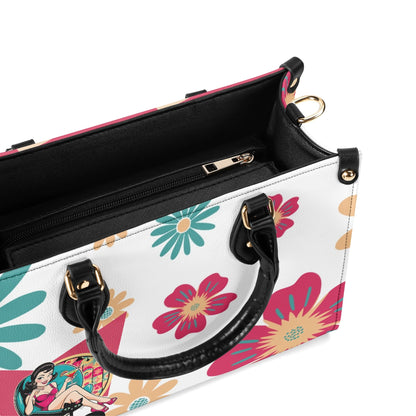Mid Century Modern Gal Signature Atomic Cat,  Floral Spring Summer Handbag, Shoulder Bag - Mid Century Modern Gal