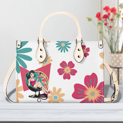 Mid Century Modern Gal Signature Atomic Cat,  Floral Spring Summer Handbag, Shoulder Bag - Mid Century Modern Gal