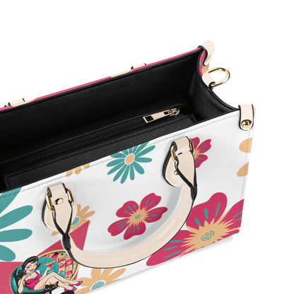 Mid Century Modern Gal Signature Atomic Cat,  Floral Spring Summer Handbag, Shoulder Bag - Mid Century Modern Gal