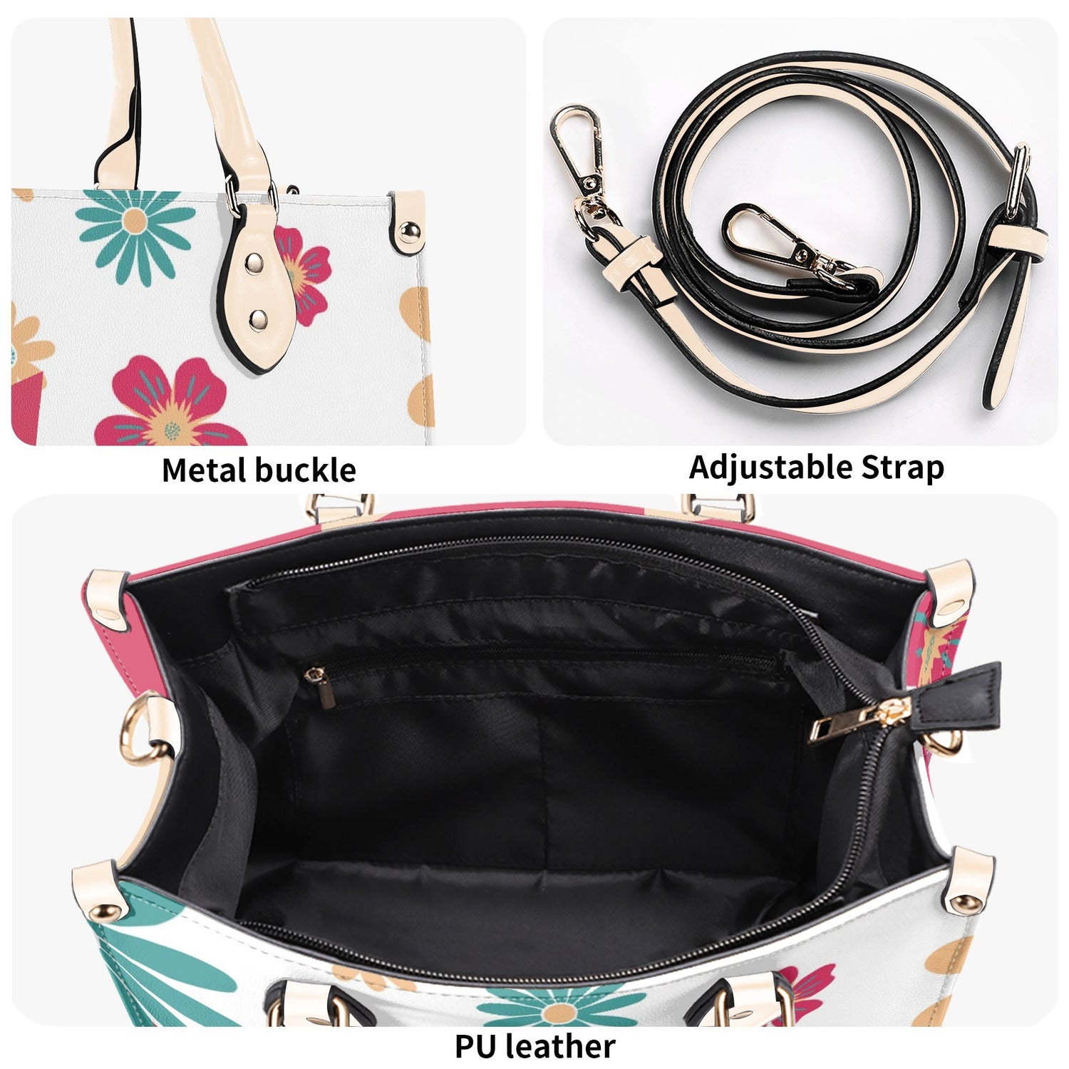 Mid Century Modern Gal Signature Atomic Cat,  Floral Spring Summer Handbag, Shoulder Bag - Mid Century Modern Gal