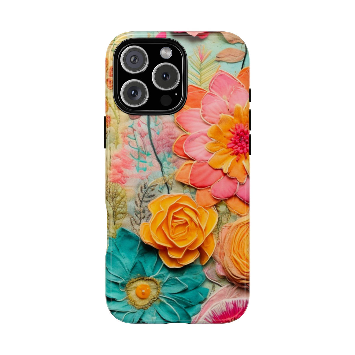 Boho Retro Floral Faux Pressed Flowers Smart Phone Tough Phone Cases