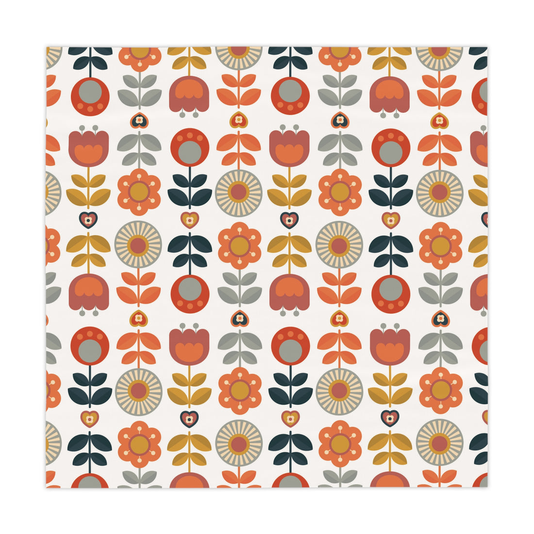 Scandinavian Designed Modern Danish Nordic Flowers Vibrant Floral Retro Mod Tablecloth - Mid Century Modern Gal