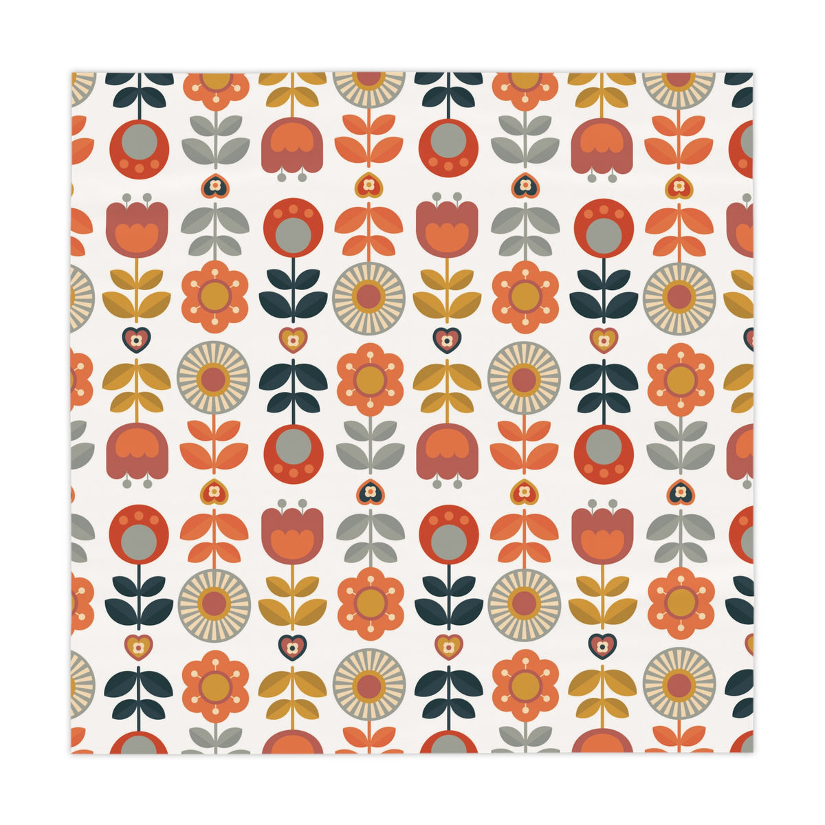 Scandinavian Designed Modern Danish Nordic Flowers Vibrant Floral Retro Mod Tablecloth - Mid Century Modern Gal