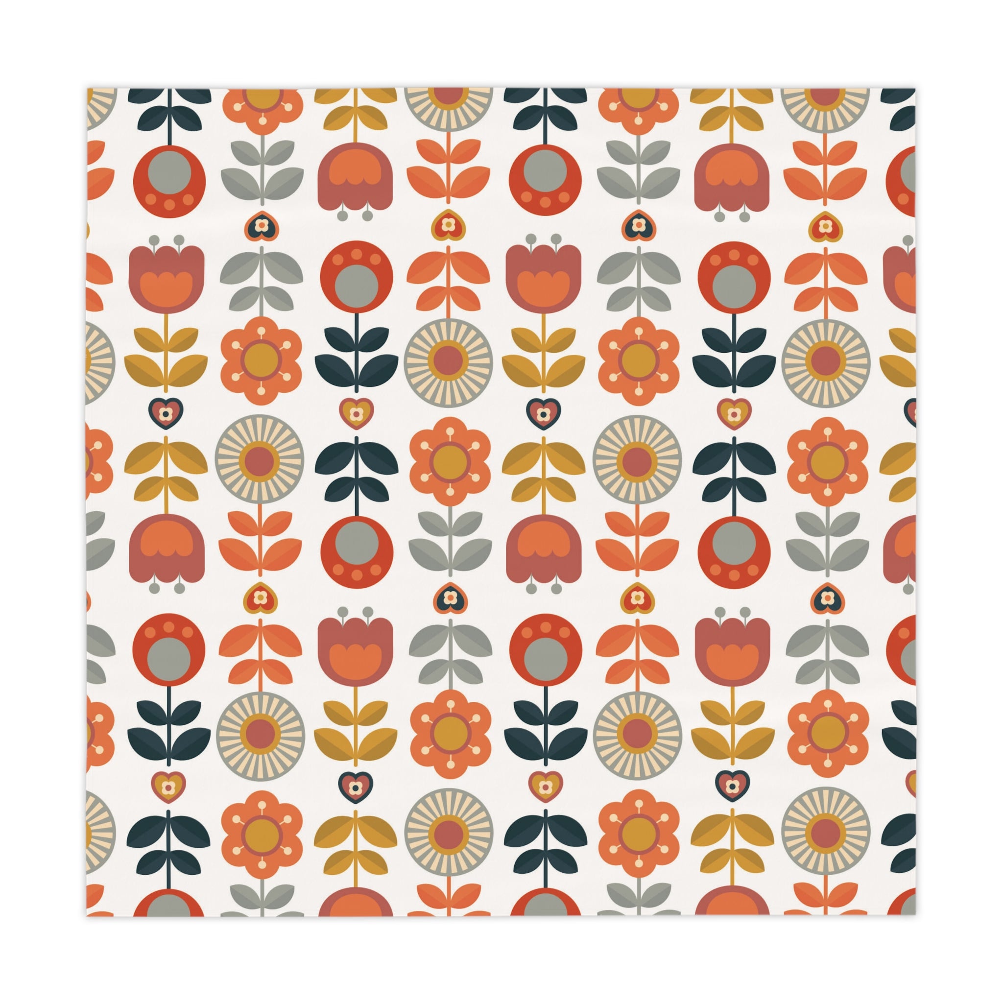 Scandinavian Designed Modern Danish Nordic Flowers Vibrant Floral Retro Mod Tablecloth - Mid Century Modern Gal