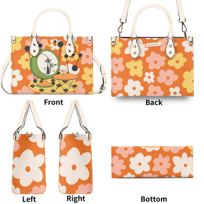 Mid Century Modern Gal Signature Atomic Cat, Retro Floral Summer Vibes Atomic Kitschy Handbag, Shoulder Bag - Mid Century Modern Gal