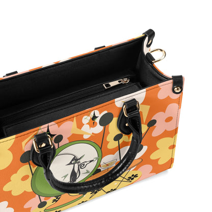 Mid Century Modern Gal Signature Atomic Cat, Retro Floral Summer Vibes Atomic Kitschy Handbag, Shoulder Bag - Mid Century Modern Gal