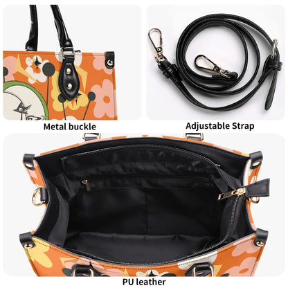 Mid Century Modern Gal Signature Atomic Cat, Retro Floral Summer Vibes Atomic Kitschy Handbag, Shoulder Bag - Mid Century Modern Gal