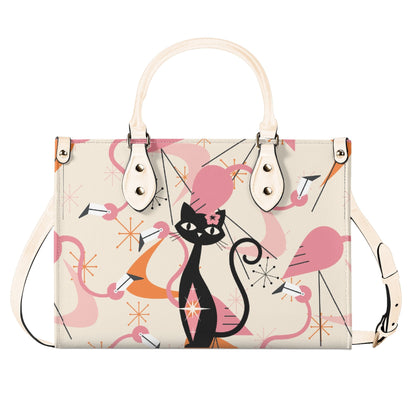 Retro Flamingos, Kitschy Atomic Cat, Mid Century Modern Gal Signature Handbags, Atomic Kitschy Handbag, Shoulder Bag - Mid Century Modern Gal