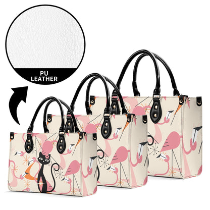 Retro Flamingos, Kitschy Atomic Cat, Mid Century Modern Gal Signature Handbags, Atomic Kitschy Handbag, Shoulder Bag - Mid Century Modern Gal