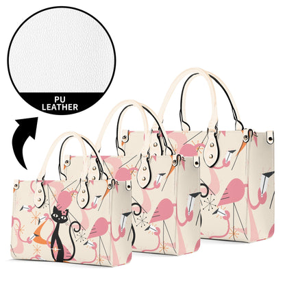 Retro Flamingos, Kitschy Atomic Cat, Mid Century Modern Gal Signature Handbags, Atomic Kitschy Handbag, Shoulder Bag - Mid Century Modern Gal