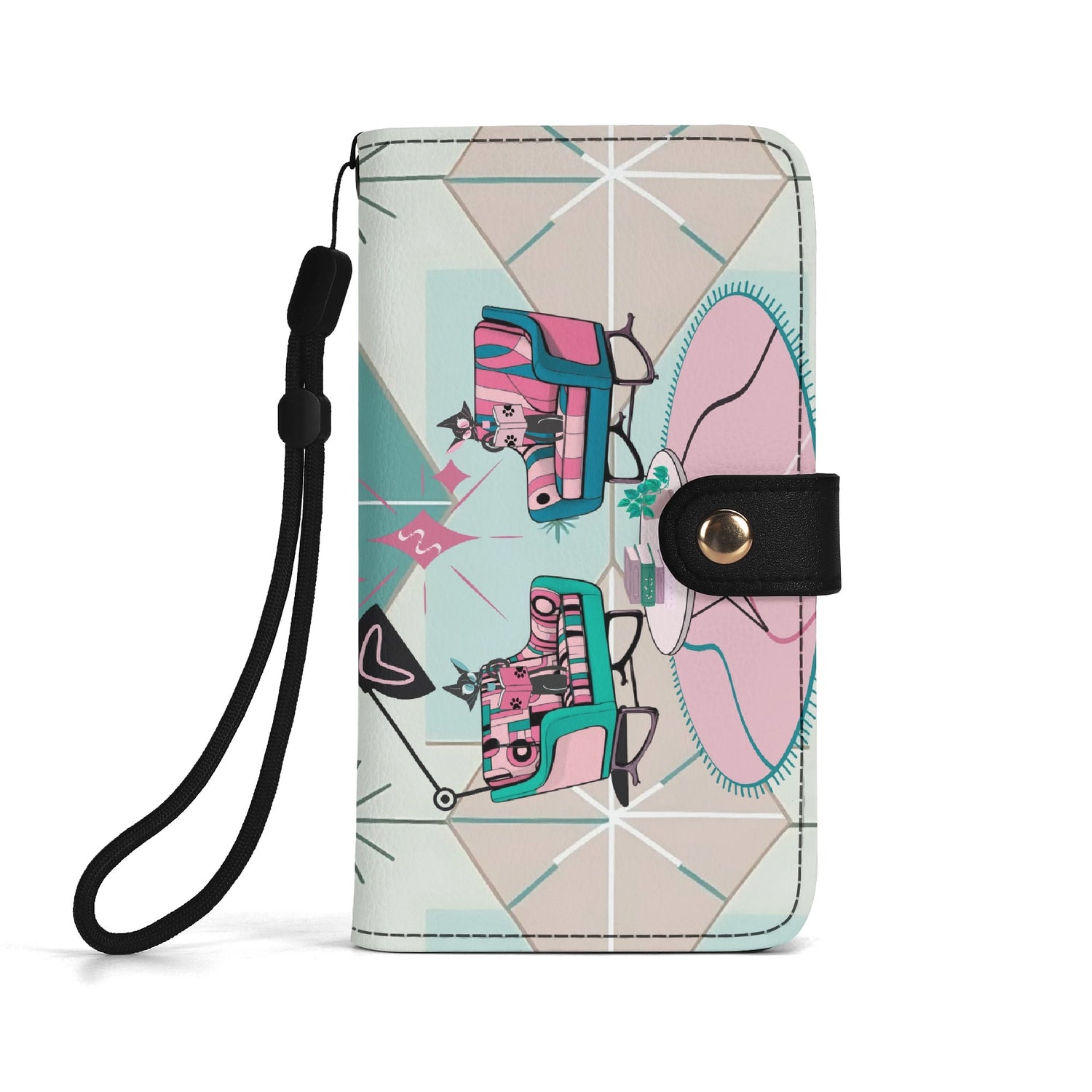 Atomic Cat Mid Mod Starburst Retro Kitschy Flip Phone Case Book Lover, Cat Gifts - Mid Century Modern Gal