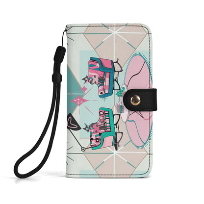 Atomic Cat Mid Mod Starburst Retro Kitschy Flip Phone Case Book Lover, Cat Gifts - Mid Century Modern Gal