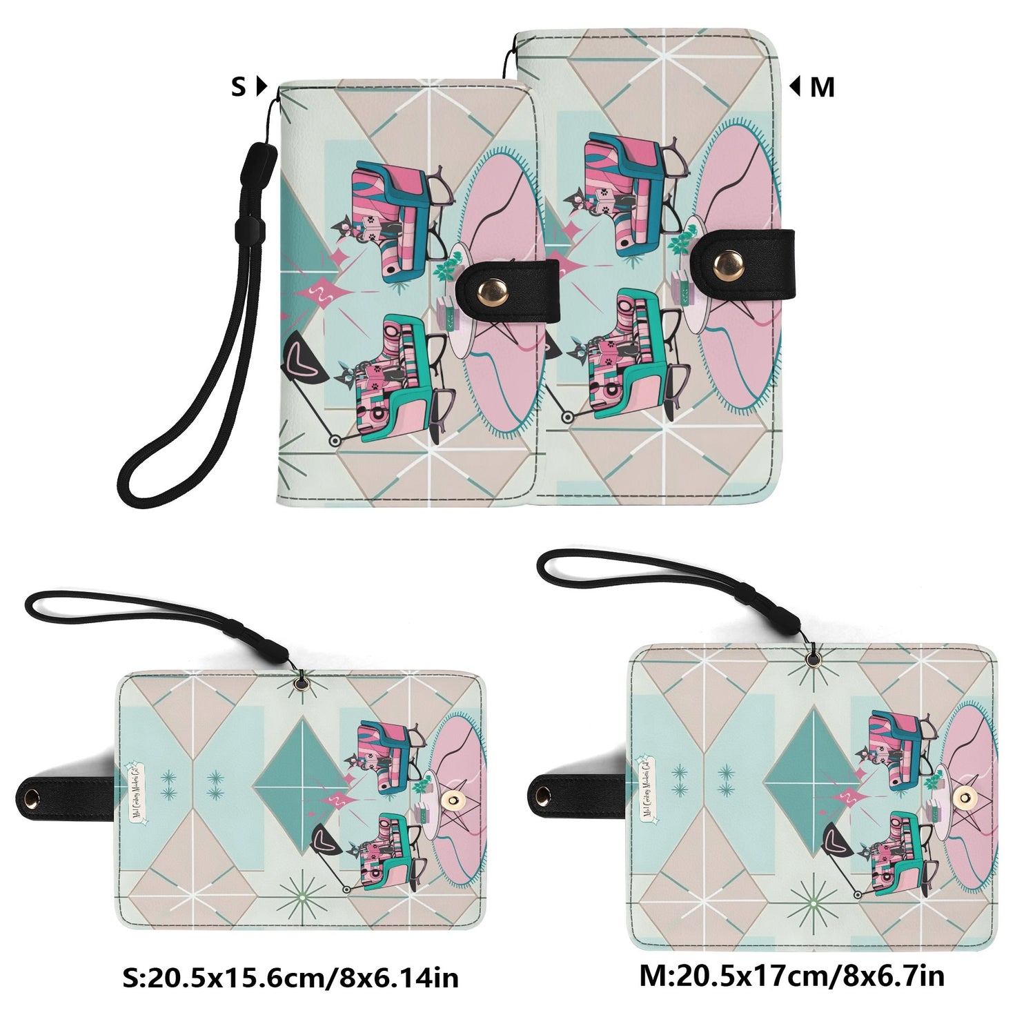 Atomic Cat Mid Mod Starburst Retro Kitschy Flip Phone Case Book Lover, Cat Gifts - Mid Century Modern Gal