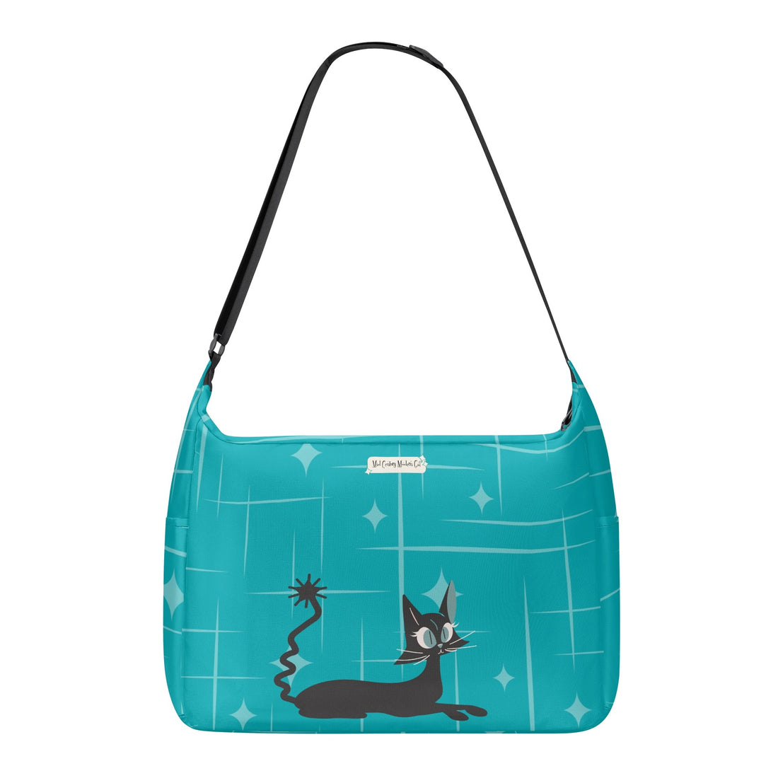 Atomic Cat Hobo Messenger Shoulder Bag For Book Loving Retro Mod Gal - Mid Century Modern Gal