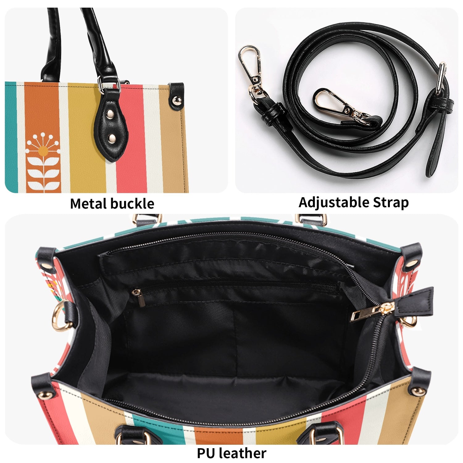 Retro Mod Scandinaian Floral, Birds Spring Summer Mid Century Modern Gal Signature Handbag, Shoulder Bag - Mid Century Modern Gal