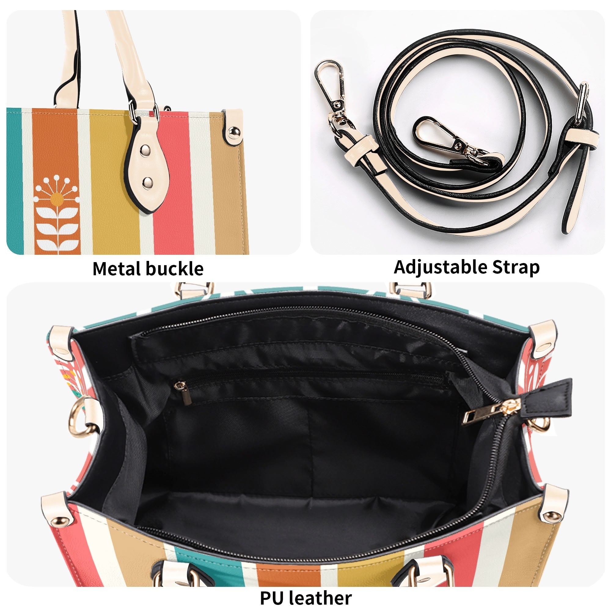 Retro Mod Scandinaian Floral, Birds Spring Summer Mid Century Modern Gal Signature Handbag, Shoulder Bag - Mid Century Modern Gal