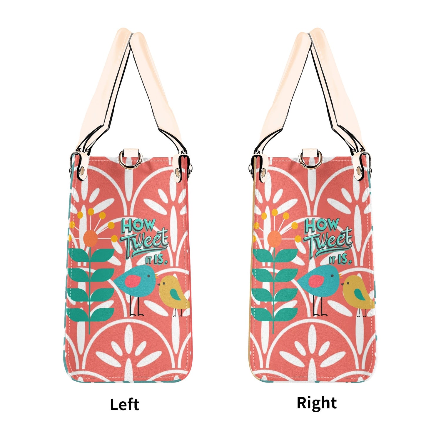 Retro Mod Scandinaian Floral, Birds Spring Summer Mid Century Modern Gal Signature Handbag, Shoulder Bag - Mid Century Modern Gal