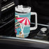 Palm Springs California Hotel, Kitschy Mod Flamingo Retro Cat Stainless Steel Tumbler With Straw - Mid Century Modern Gal