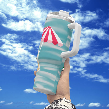 Palm Springs California Hotel, Kitschy Mod Flamingo Retro Cat Stainless Steel Tumbler With Straw - Mid Century Modern Gal