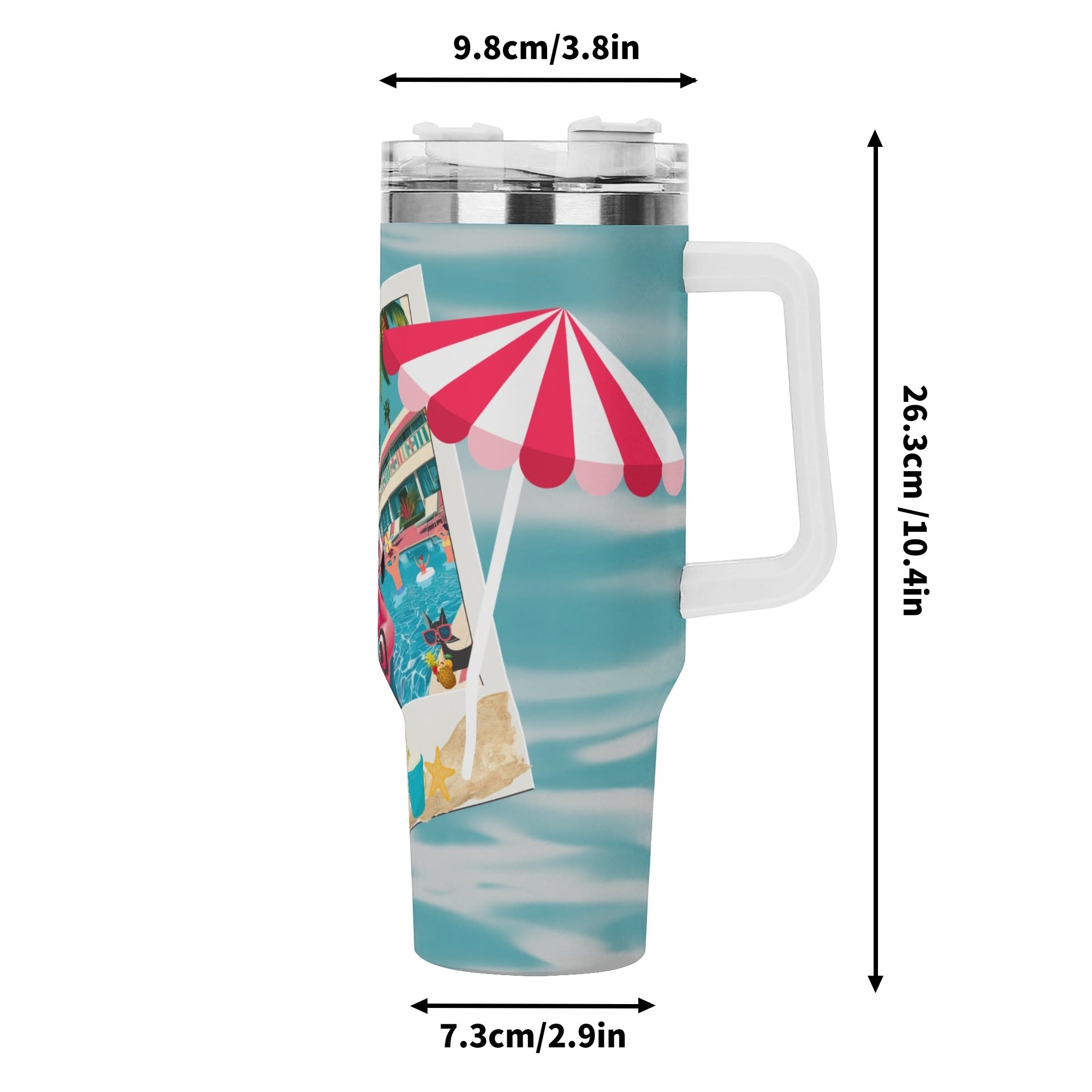 Palm Springs California Hotel, Kitschy Mod Flamingo Retro Cat Stainless Steel Tumbler With Straw - Mid Century Modern Gal