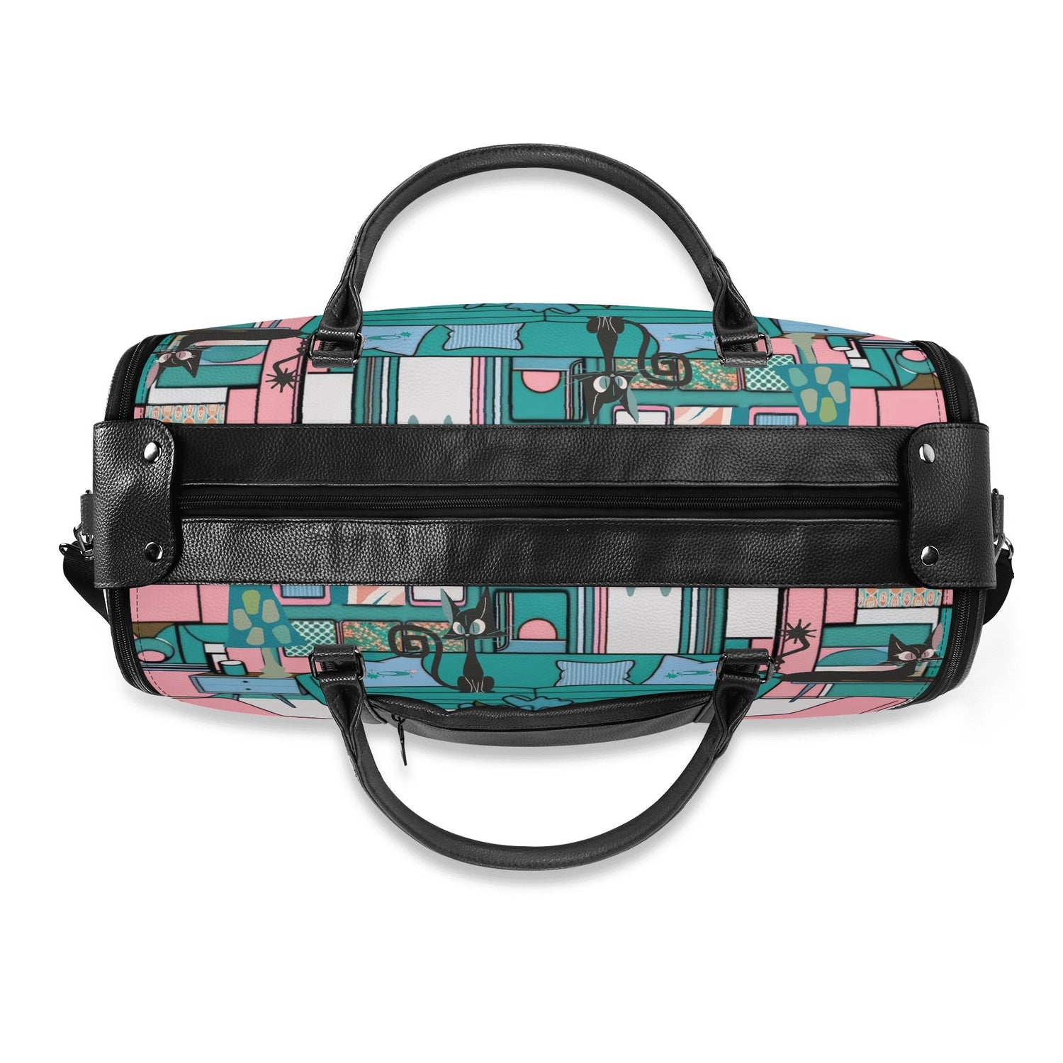 Mid Century Modern Travel Bag, Leisure Mid Mod Atomic Cats, Retro Travel Duffle Trifold Bag - Mid Century Modern Gal