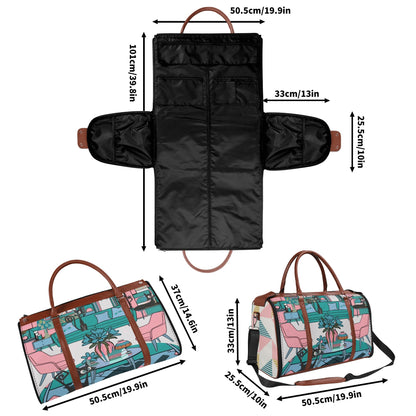 Mid Century Modern Travel Bag, Leisure Mid Mod Atomic Cats, Retro Travel Duffle Trifold Bag - Mid Century Modern Gal