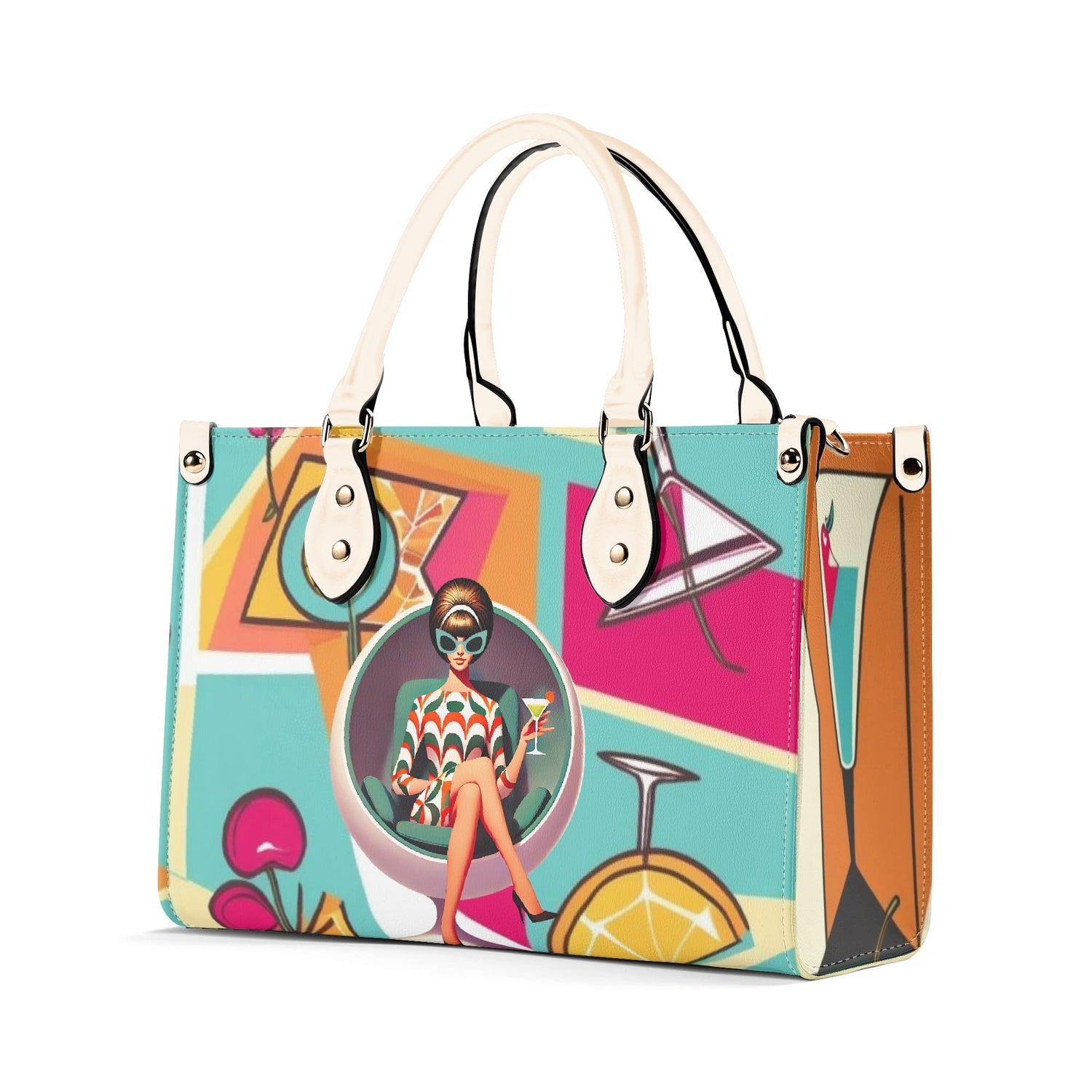 Mid Century Modern Gal Signature Atomic Cat, Atomic Kitschy 60s Gal, Martini Lover Handbag, Shoulder Bag - Mid Century Modern Gal
