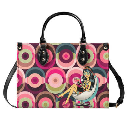 Mid Century Modern Gal Signature Atomic Cat And Hippie Mod Gal, Retro Orbs Summer Vibes Handbag - Mid Century Modern Gal