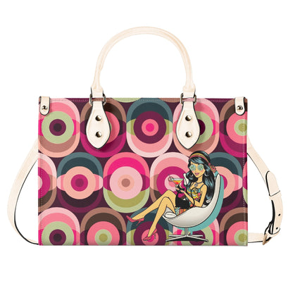 Mid Century Modern Gal Signature Atomic Cat And Hippie Mod Gal, Retro Orbs Summer Vibes Handbag - Mid Century Modern Gal