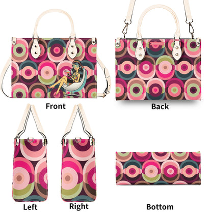 Mid Century Modern Gal Signature Atomic Cat And Hippie Mod Gal, Retro Orbs Summer Vibes Handbag - Mid Century Modern Gal