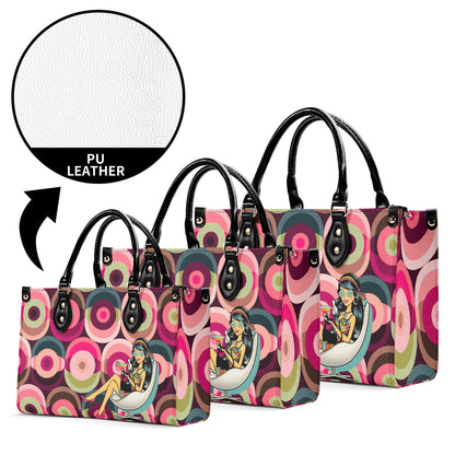 Mid Century Modern Gal Signature Atomic Cat And Hippie Mod Gal, Retro Orbs Summer Vibes Handbag - Mid Century Modern Gal