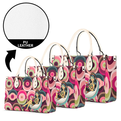 Mid Century Modern Gal Signature Atomic Cat And Hippie Mod Gal, Retro Orbs Summer Vibes Handbag - Mid Century Modern Gal