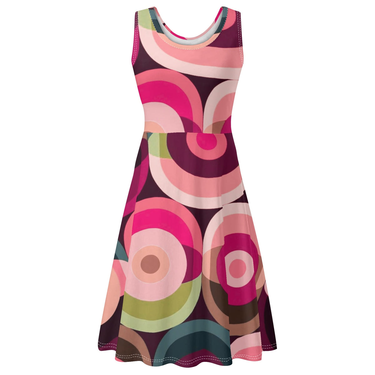 Retro 60s Mod Summer Sleevless Groovy Orbs Party Dress - Mid Century Modern Gal