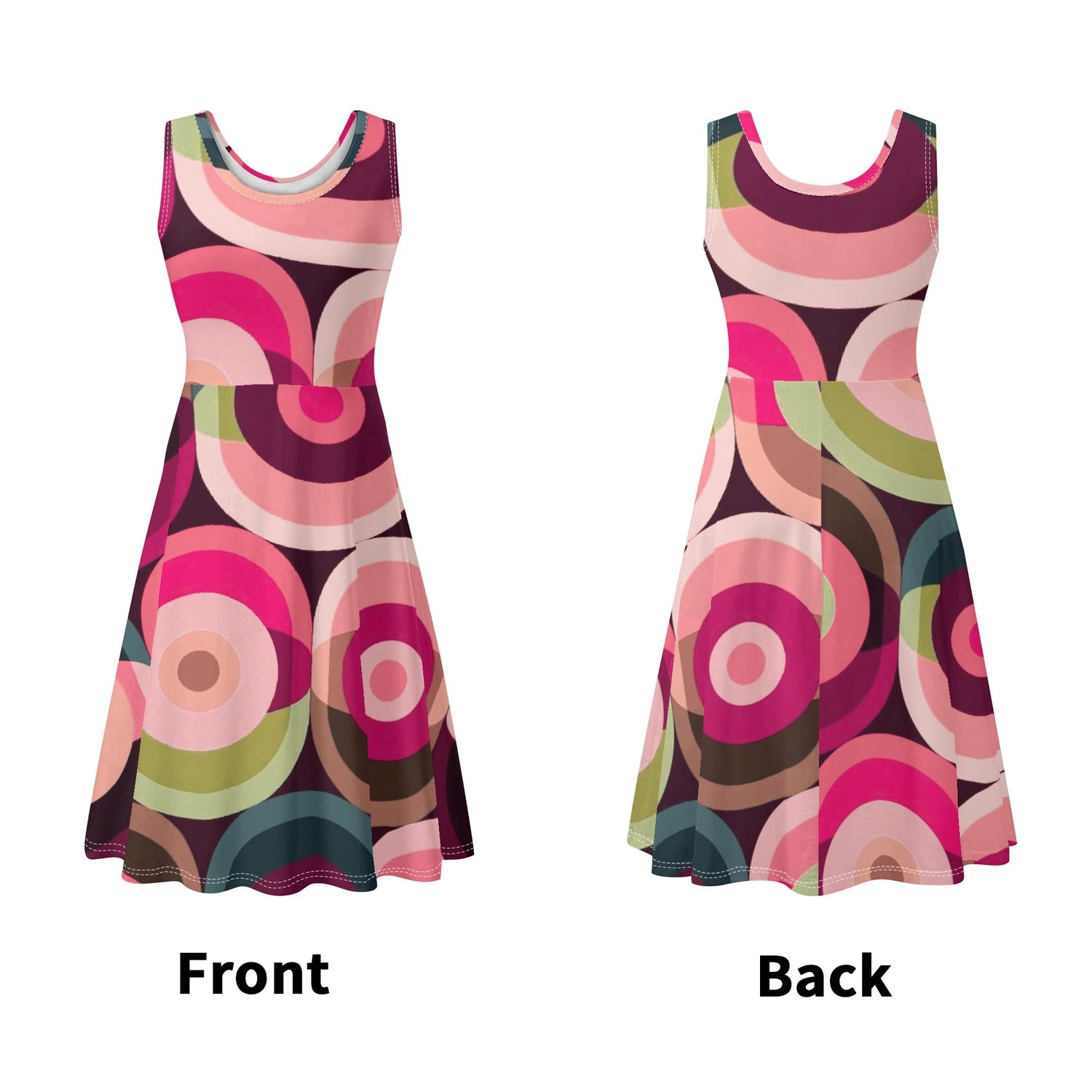 Retro 60s Mod Summer Sleevless Groovy Orbs Party Dress - Mid Century Modern Gal