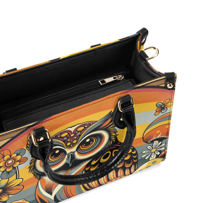Groovy 70s Retro Owl, Mushroom, Floral Hipster Funky Flaired Handbag Shoulder Bag - Mid Century Modern Gal