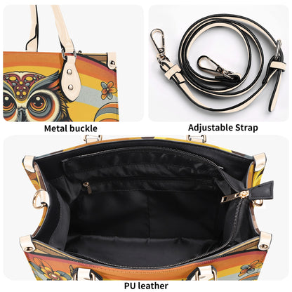Groovy 70s Retro Owl, Mushroom, Floral Hipster Funky Flaired Handbag Shoulder Bag - Mid Century Modern Gal