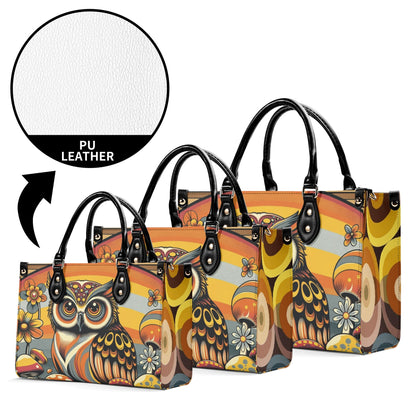Groovy 70s Retro Owl, Mushroom, Floral Hipster Funky Flaired Handbag Shoulder Bag - Mid Century Modern Gal